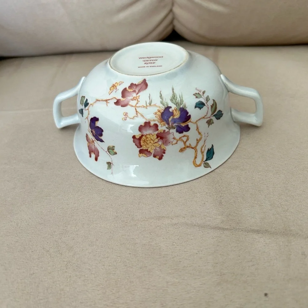 Wedgwood Devon Rose Flat Cream Soup Bowls Lot Of 2